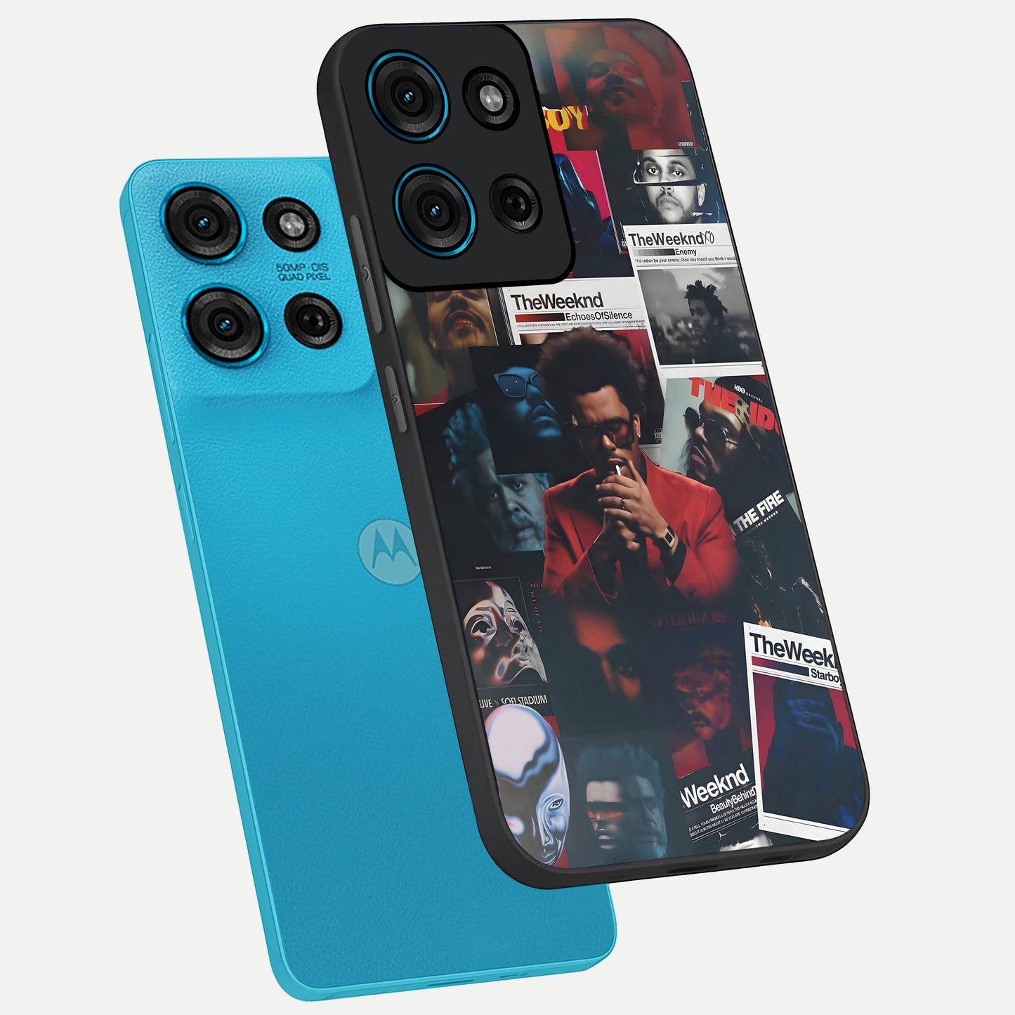The Weeknd Glass Case displayed in angled mockup highlighting stylish pop culture inspired design with modern aesthetic.