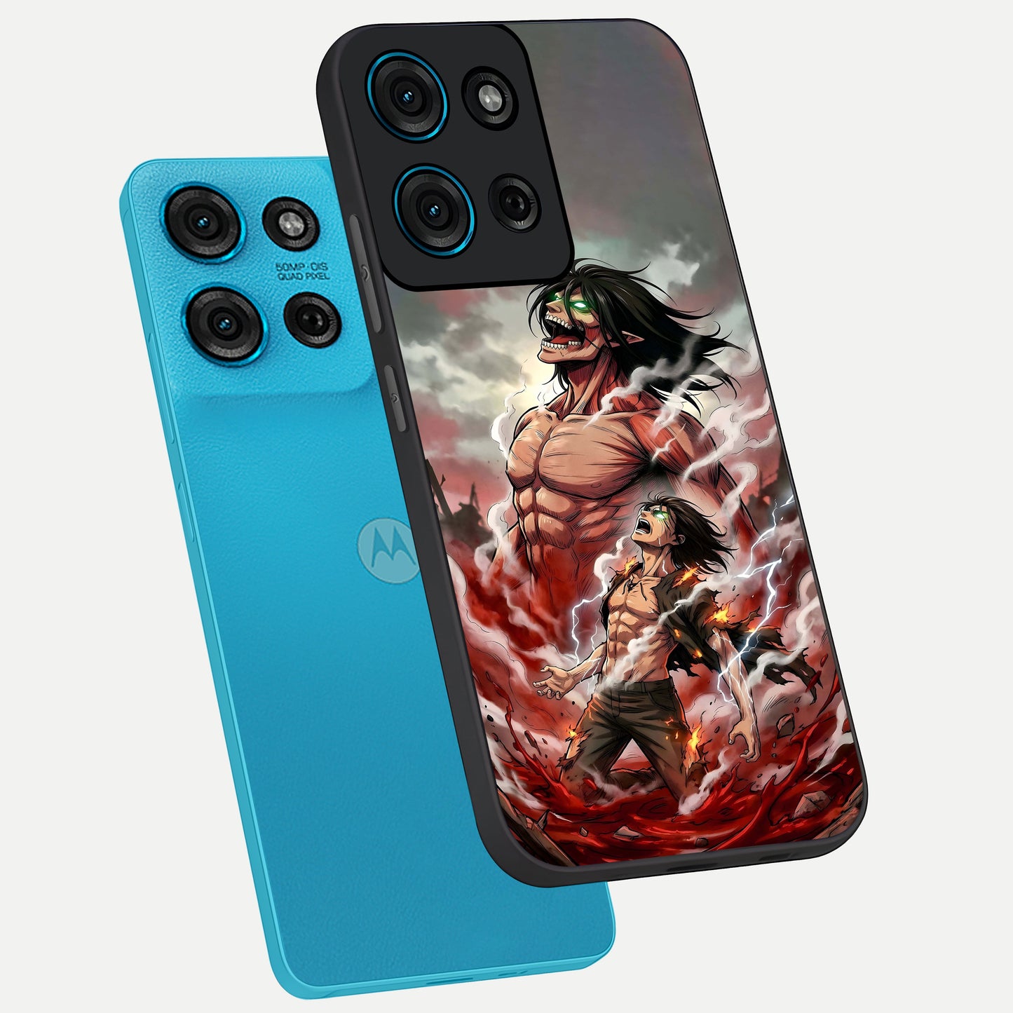 Titan Awakening Fury Glass Case displayed in angled mockup highlighting dramatic giant warrior design with bold anime aesthetic.