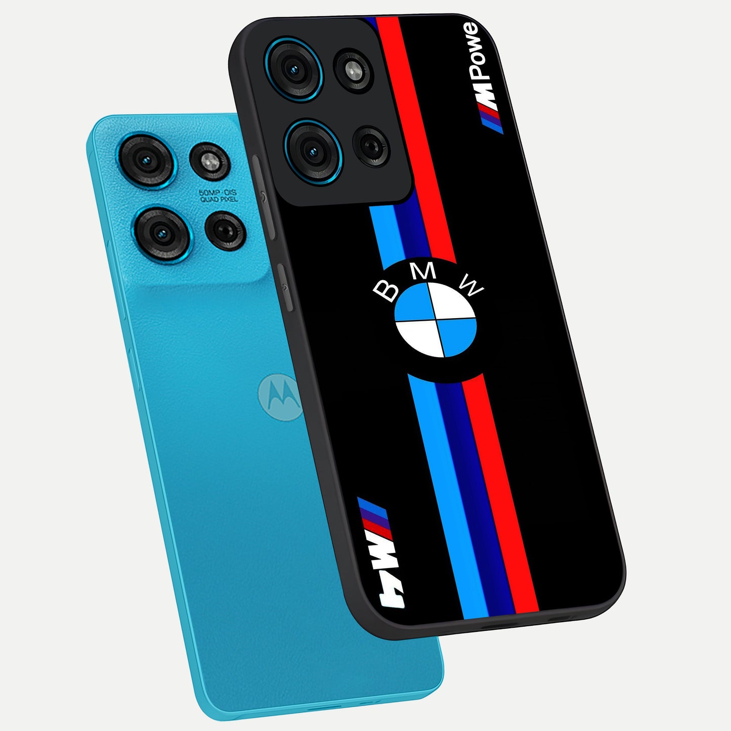 Turbo BMW Beast Glass Case displayed in angled mockup highlighting sleek racing car design with bold automotive aesthetic.