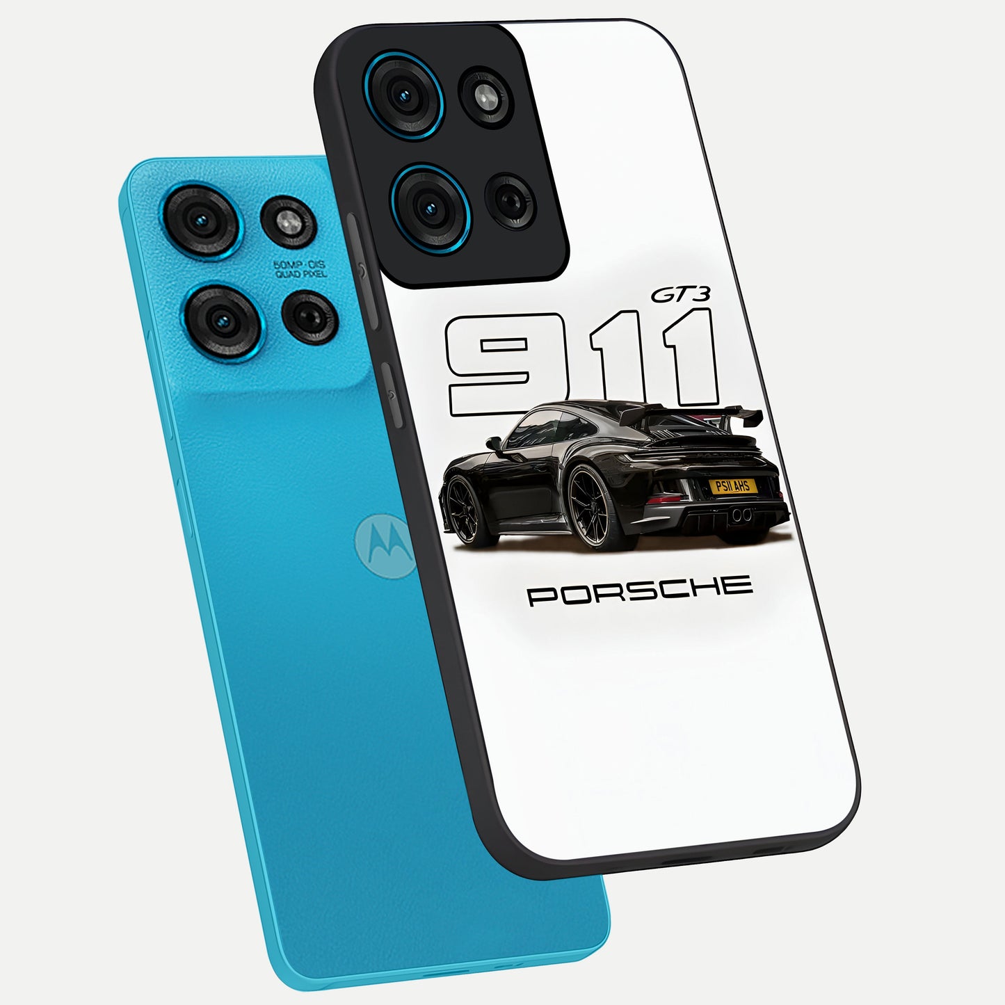 Turbo Legacy Icon Glass Case displayed in angled mockup highlighting dynamic automotive design with performance aesthetic.