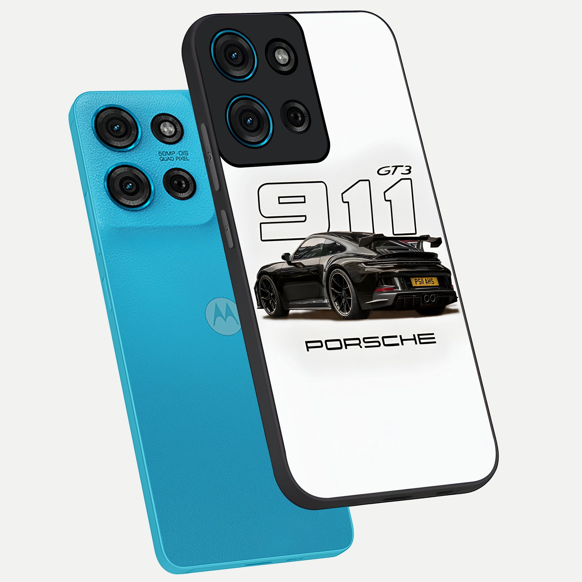 Turbo Legacy Icon Glass Case displayed in angled mockup highlighting dynamic automotive design with performance aesthetic.
