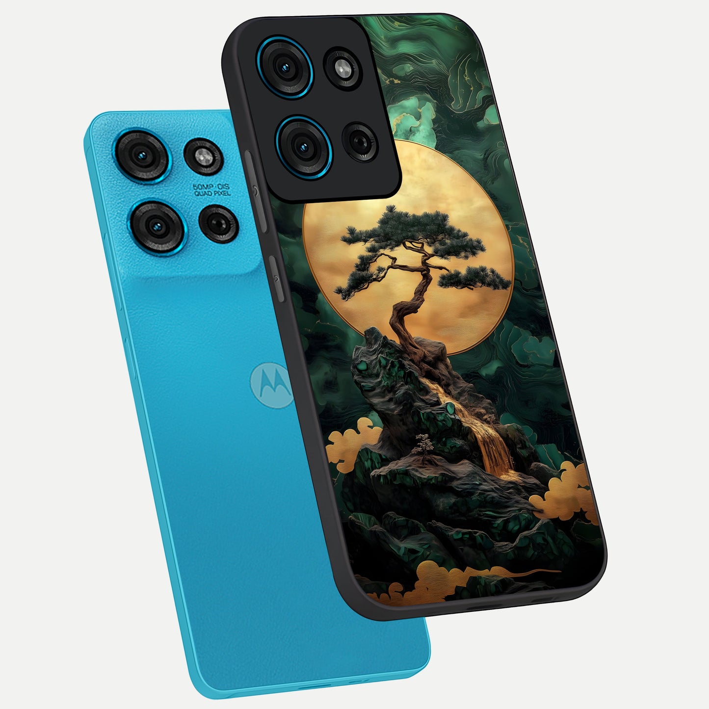 Zen Moon Rise Glass Case displayed in angled mockup highlighting peaceful lunar design with zen aesthetic style.