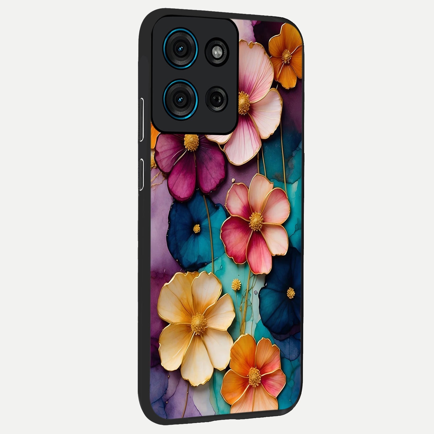 Artlyn Grace Flower Pattern Glass Case upright view showcasing graceful floral artwork with aesthetic botanical style.