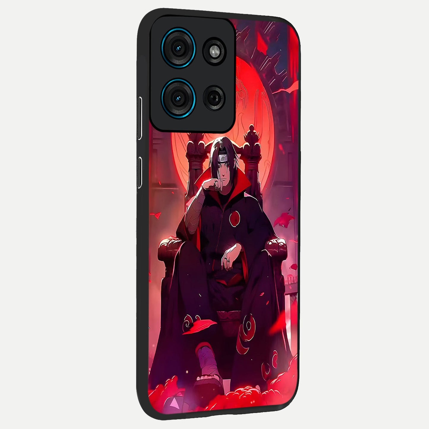 Blood Moon Sovereign Glass Case upright view showcasing powerful moon inspired artwork with cosmic aesthetic style.