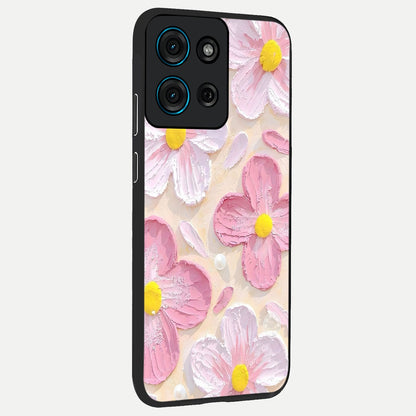 Blush Bloom Texture Glass Case upright view showcasing delicate blush floral texture with modern minimal style.
