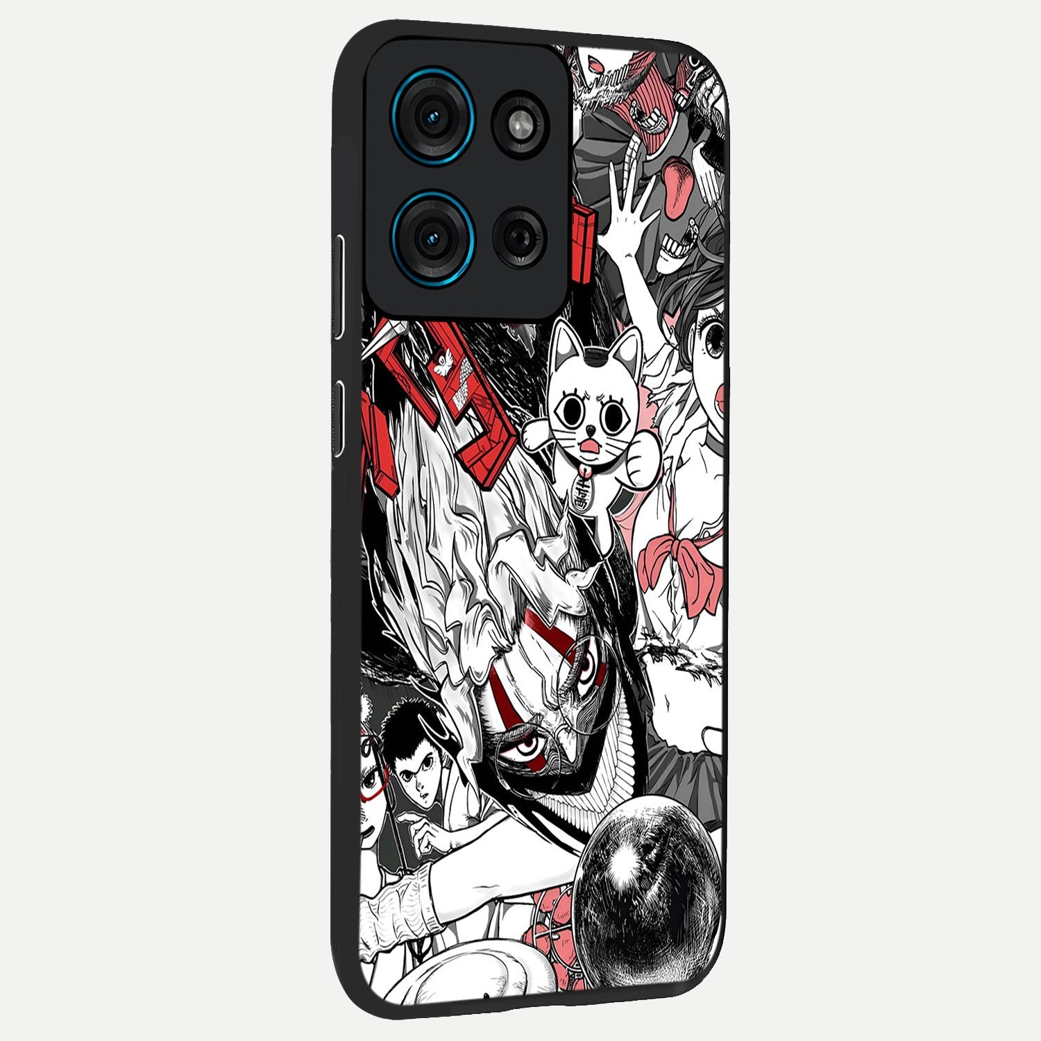 Crimson Chaos Panel Glass Case upright view showcasing intense crimson artwork with dramatic aesthetic style.