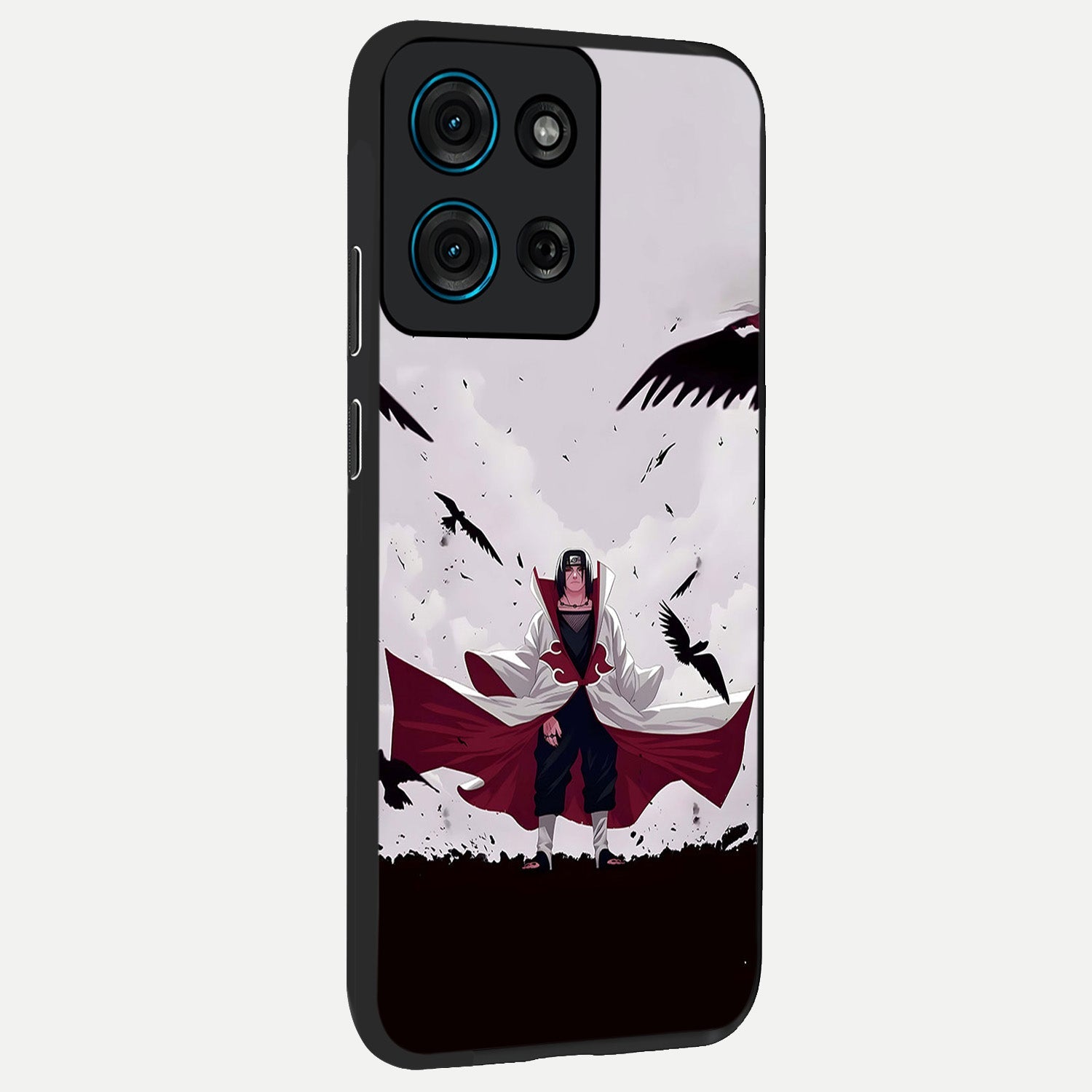 Crimson Crow Ascension Glass Case upright view showcasing dramatic crow artwork with bold gothic theme.