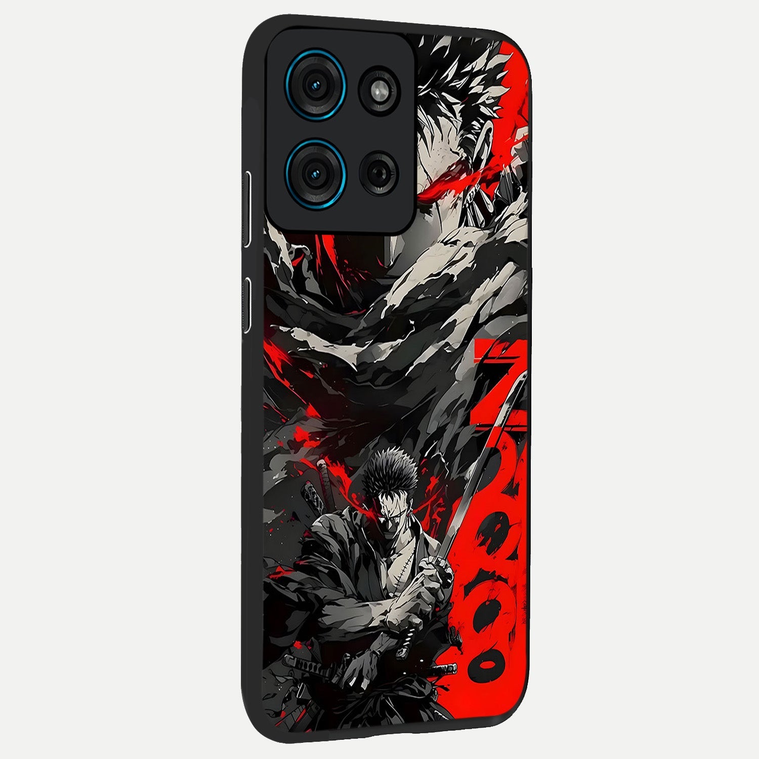 Demon Sword Resolve Glass Case upright view showcasing dramatic warrior artwork with intense battle theme.