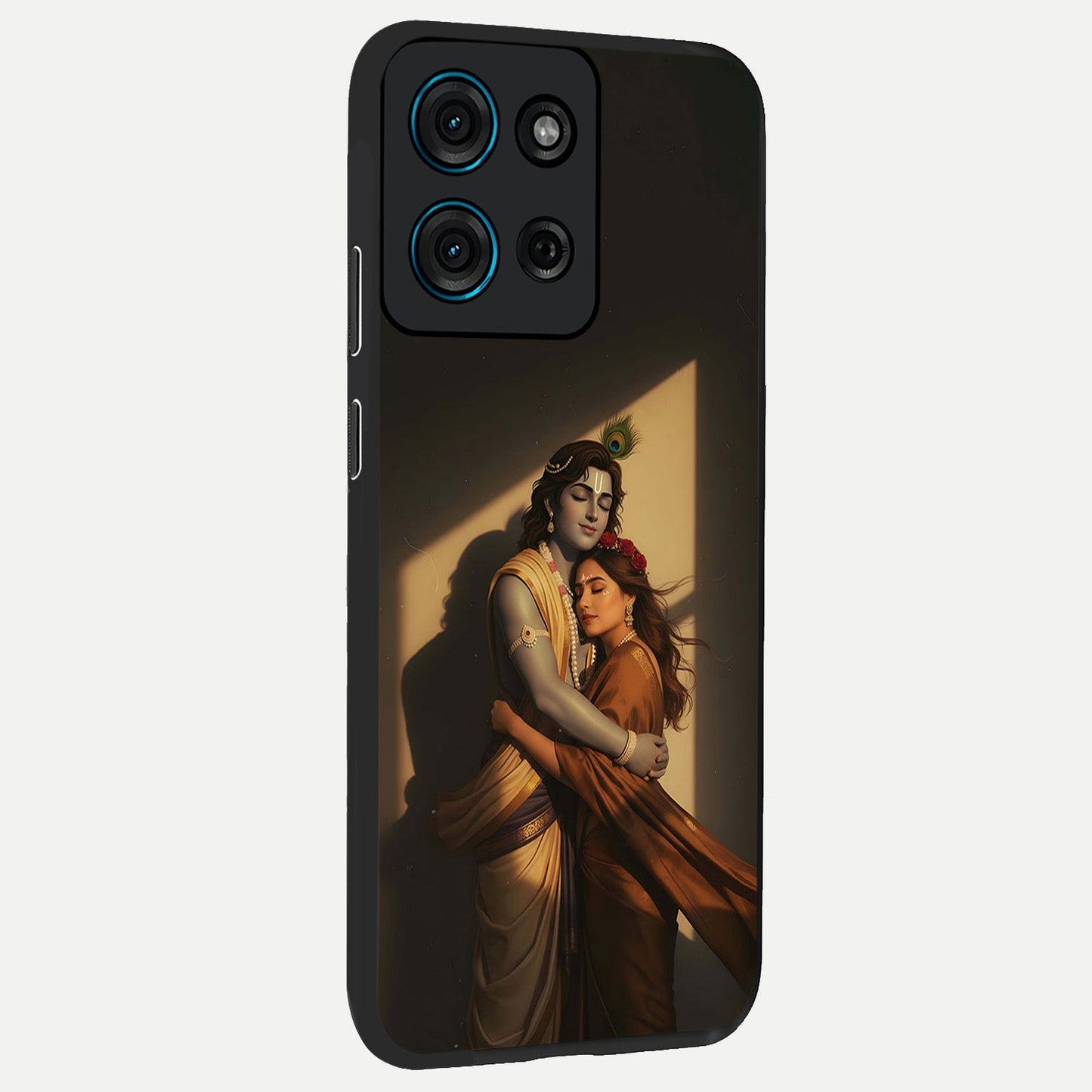 Divine Eternal Love Glass Case upright view showcasing graceful spiritual artwork with eternal love theme.