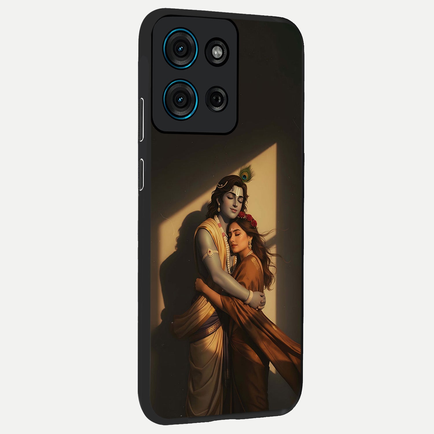 Divine Eternal Love Glass Case upright view showcasing graceful spiritual artwork with eternal love theme.