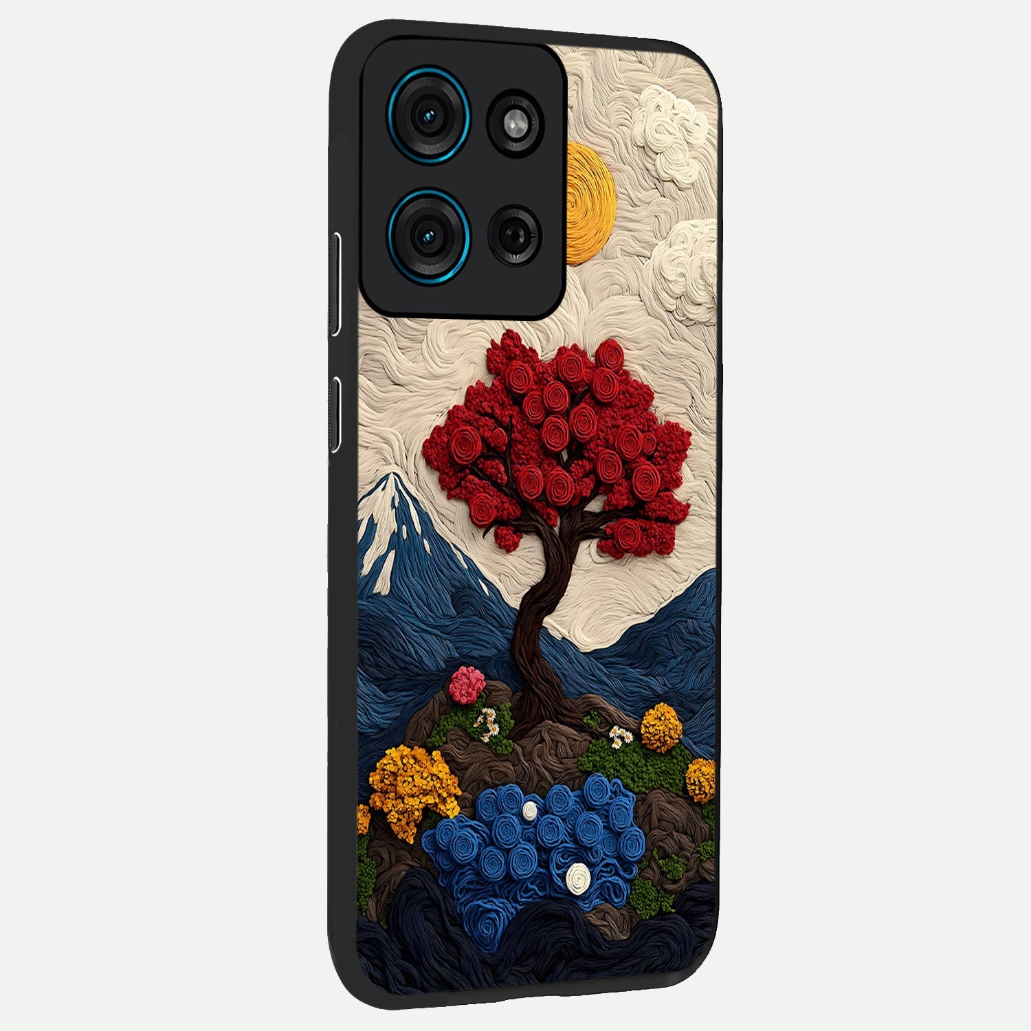 Eternal Nature Tapestry Glass Case upright view showcasing elegant nature tapestry design with decorative style.