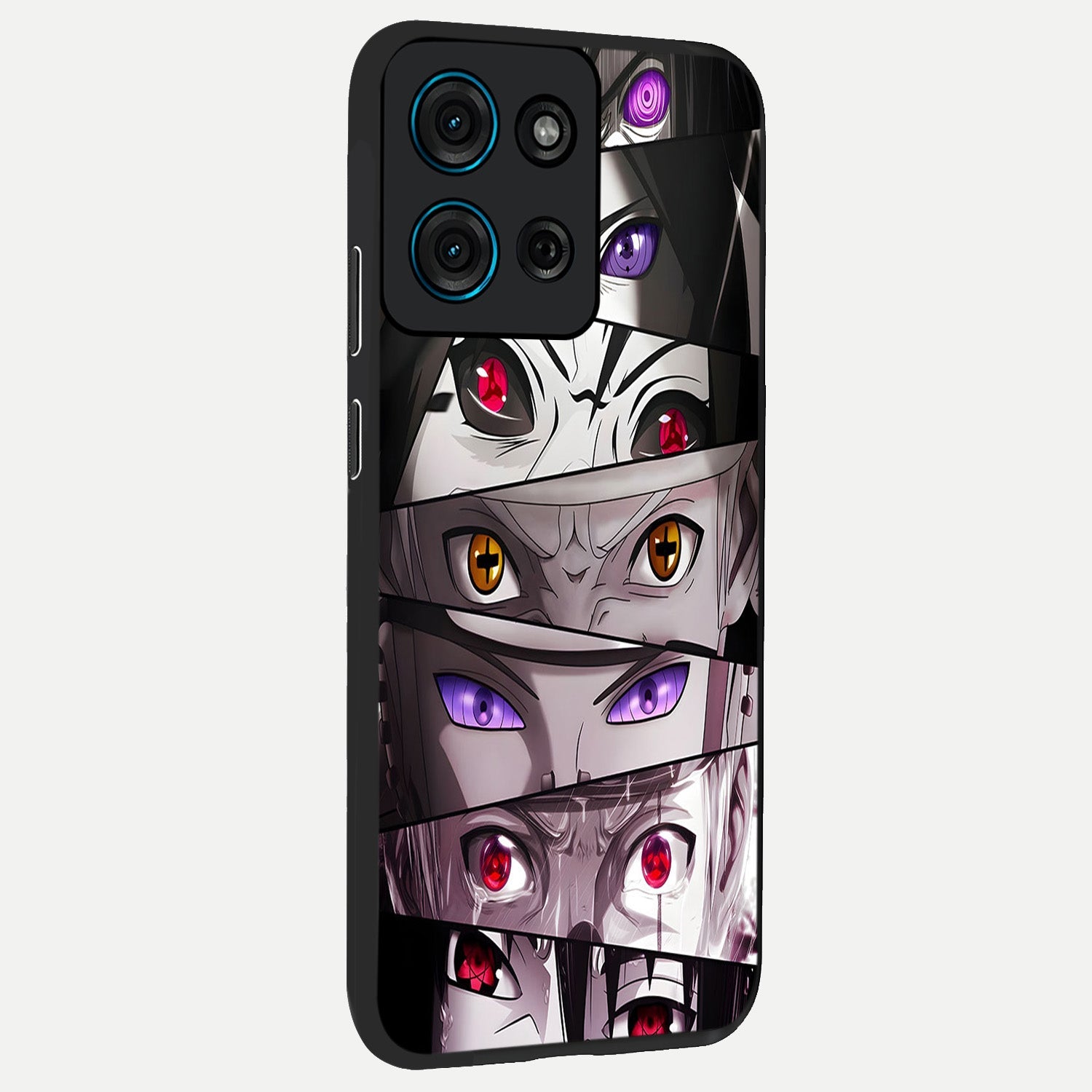 Eyes of Destiny Glass Case upright view showcasing symbolic eye artwork with dramatic artistic theme.