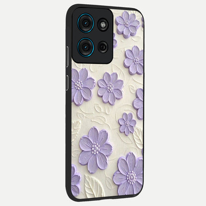 Floral Wall Art With Purple Flowers Glass Case upright view showcasing elegant purple flower artwork with decorative floral theme.