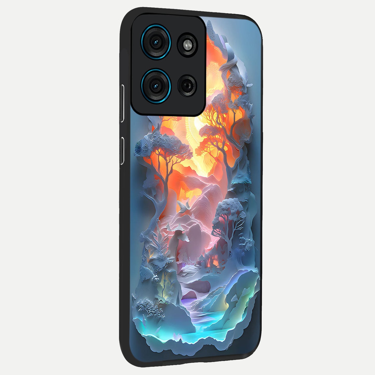 Glow Forest Portal Glass Case upright view showcasing enchanted forest portal artwork with fantasy nature theme.