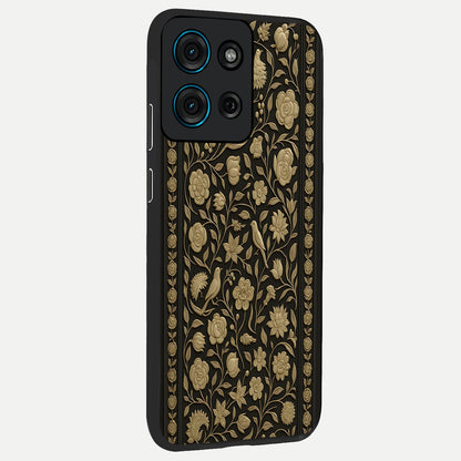 Golden Evil Eye Mandala Glass Case upright view showcasing decorative evil eye mandala artwork with spiritual aesthetic style.