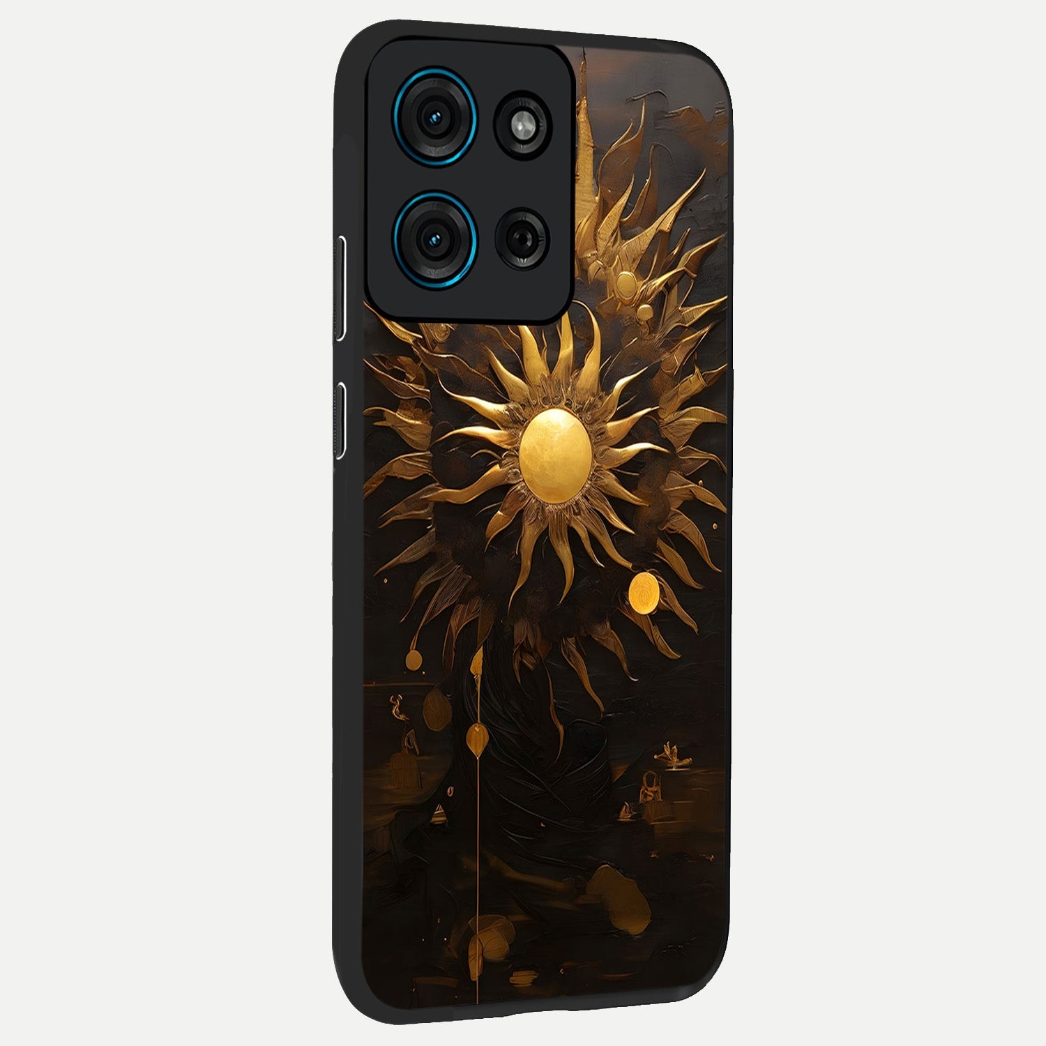 Golden Sun Majesty Glass Case upright view showcasing haunting graveyard artwork with dramatic dark theme.