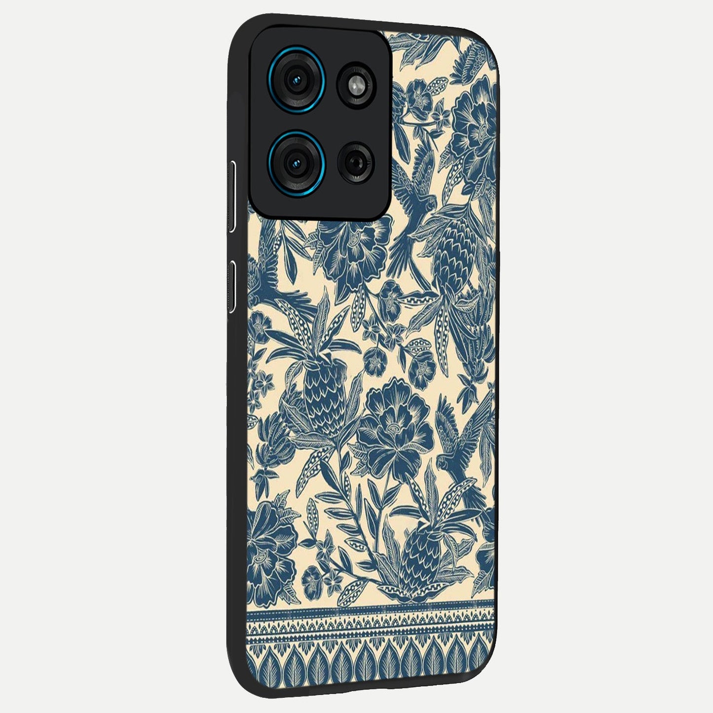 Heirloom Wild Bloom Glass Case upright view showcasing delicate wildflower artwork with timeless floral theme.
