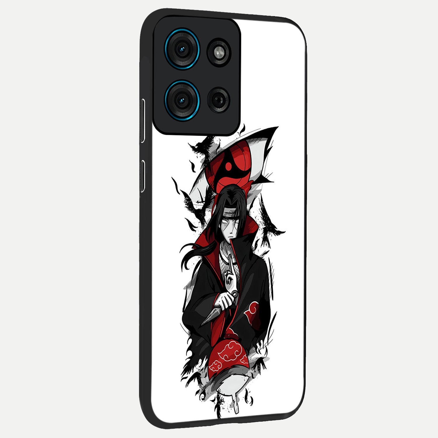 Itachi Limited Edition Naruto Anime Glass Case upright view showcasing intense anime artwork with powerful character theme.