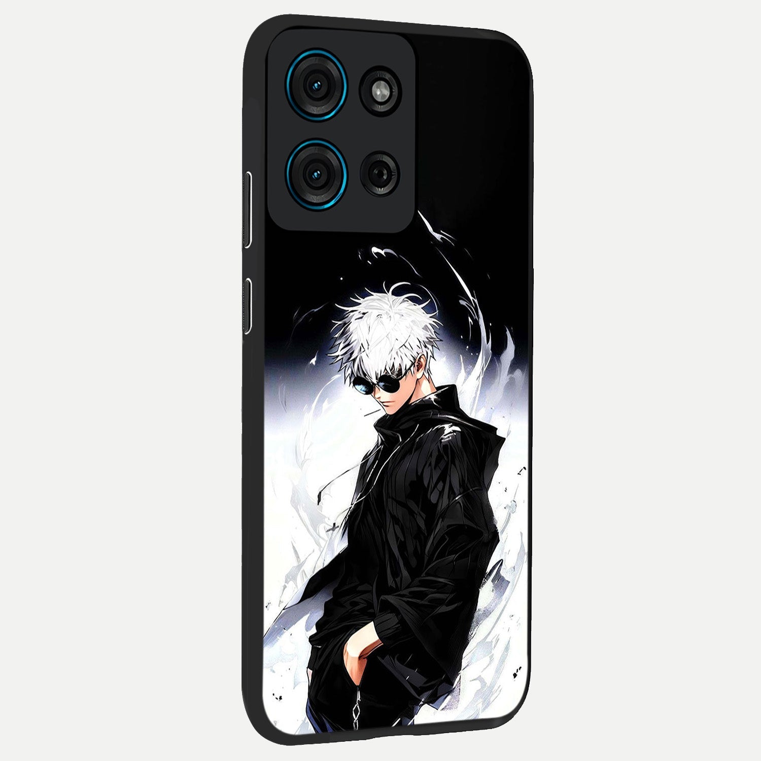 Limitless Shadow King Glass Case upright view showcasing bold shadow warrior artwork with epic fantasy theme.