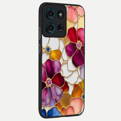 Marble Flower Pattern Glass Case upright view showcasing decorative marble flower artwork with refined style.