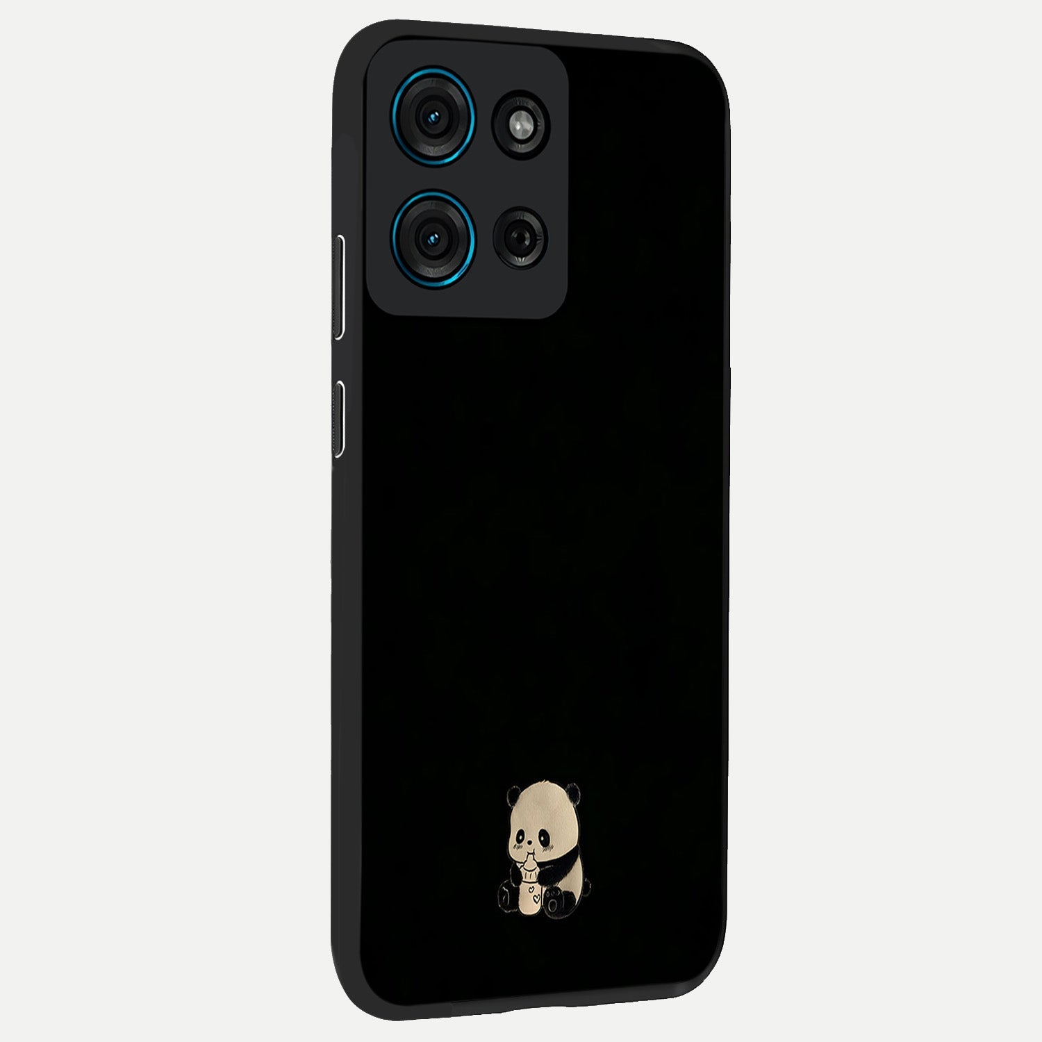Midnight Panda Love Glass Case upright view showcasing charming panda artwork with playful romantic theme.