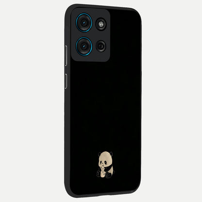 Midnight Panda Love Glass Case upright view showcasing charming panda artwork with playful romantic theme.