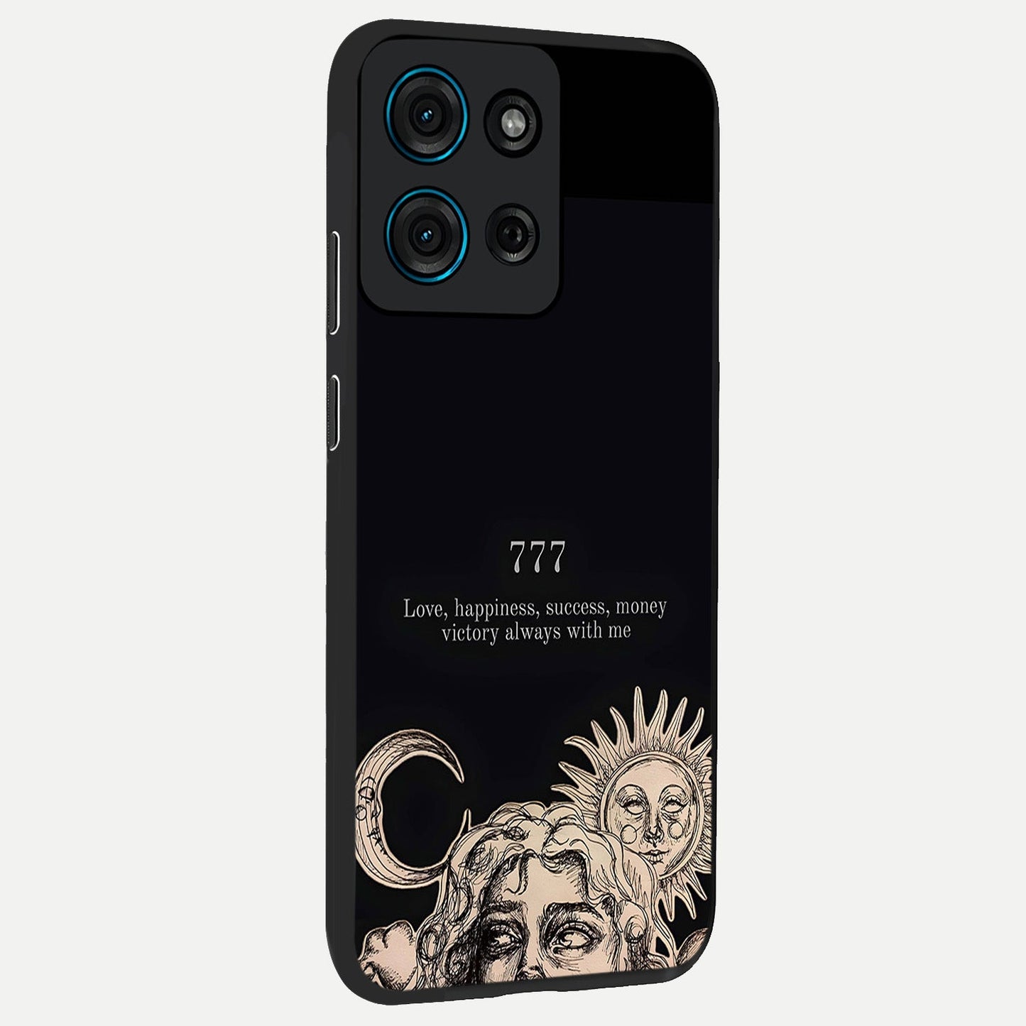 Mystic Victory Aura Glass Case upright view showcasing powerful victory themed artwork with spiritual energy vibe.