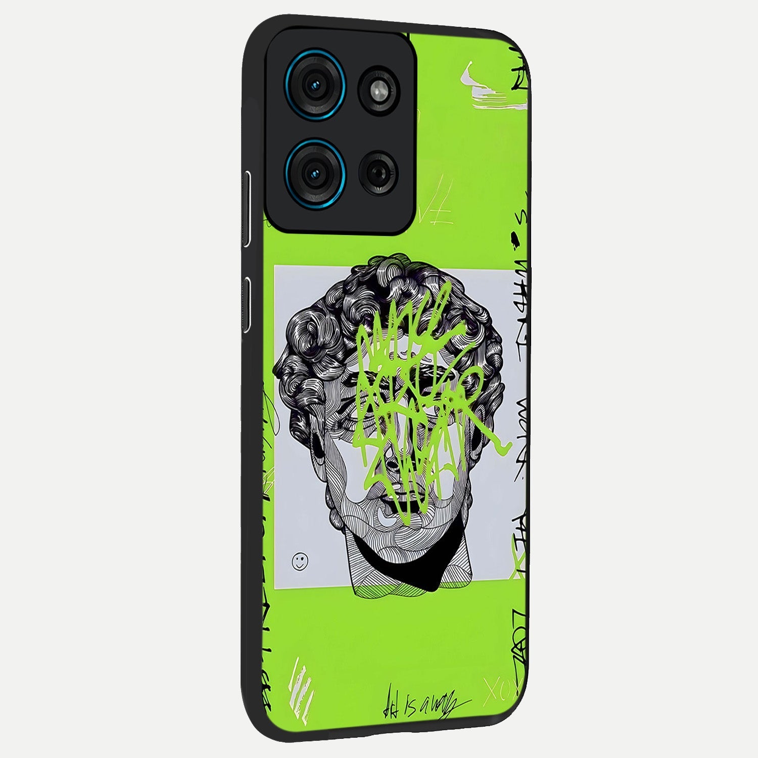 Neo Graffiti Rebellion Glass Case upright view showcasing colorful graffiti artwork with bold modern street style.