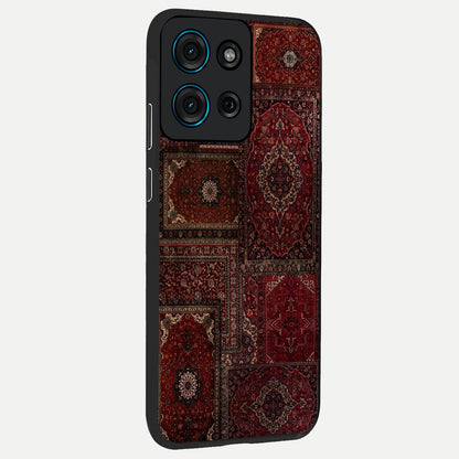 Persian Velvet Tale Glass Case upright view showcasing elegant Persian artwork with classic heritage theme.