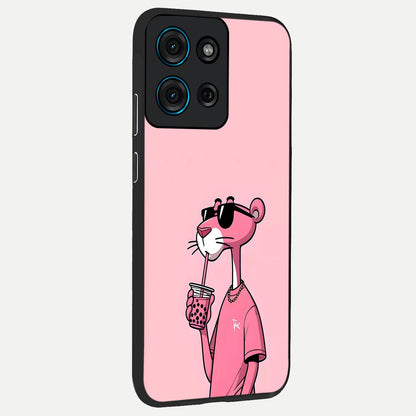 Pink Panther Glass Case upright view showcasing fun animated artwork with stylish retro cartoon theme.