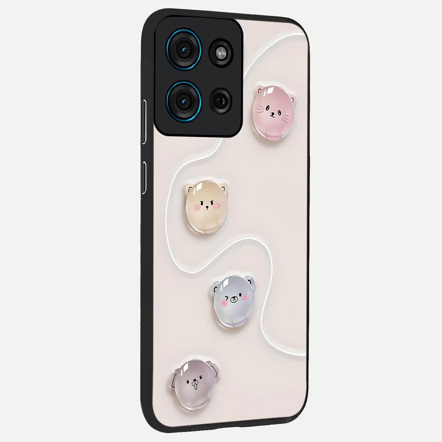 Puffy Face Parade Glass Case upright view showcasing adorable character artwork with cheerful animated theme.