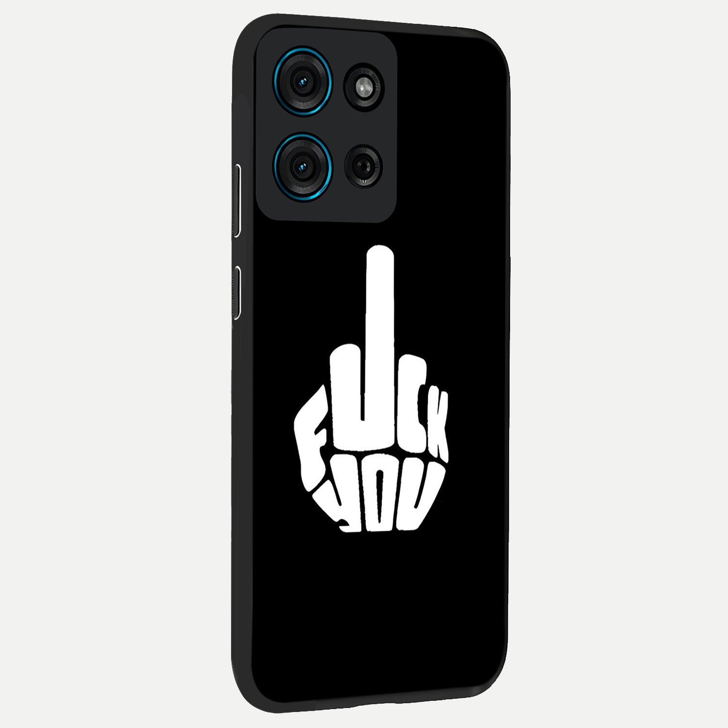 Rebel Mode On Glass Case upright view showcasing striking statement artwork with bold rebellious theme.