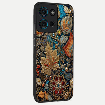 Royal Jewel Garden Glass Case upright view showcasing rich floral artwork with luxurious garden theme.