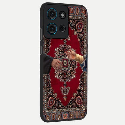 Royal Touch Reach Glass Case upright view showcasing stylish royal inspired artwork with graceful theme.