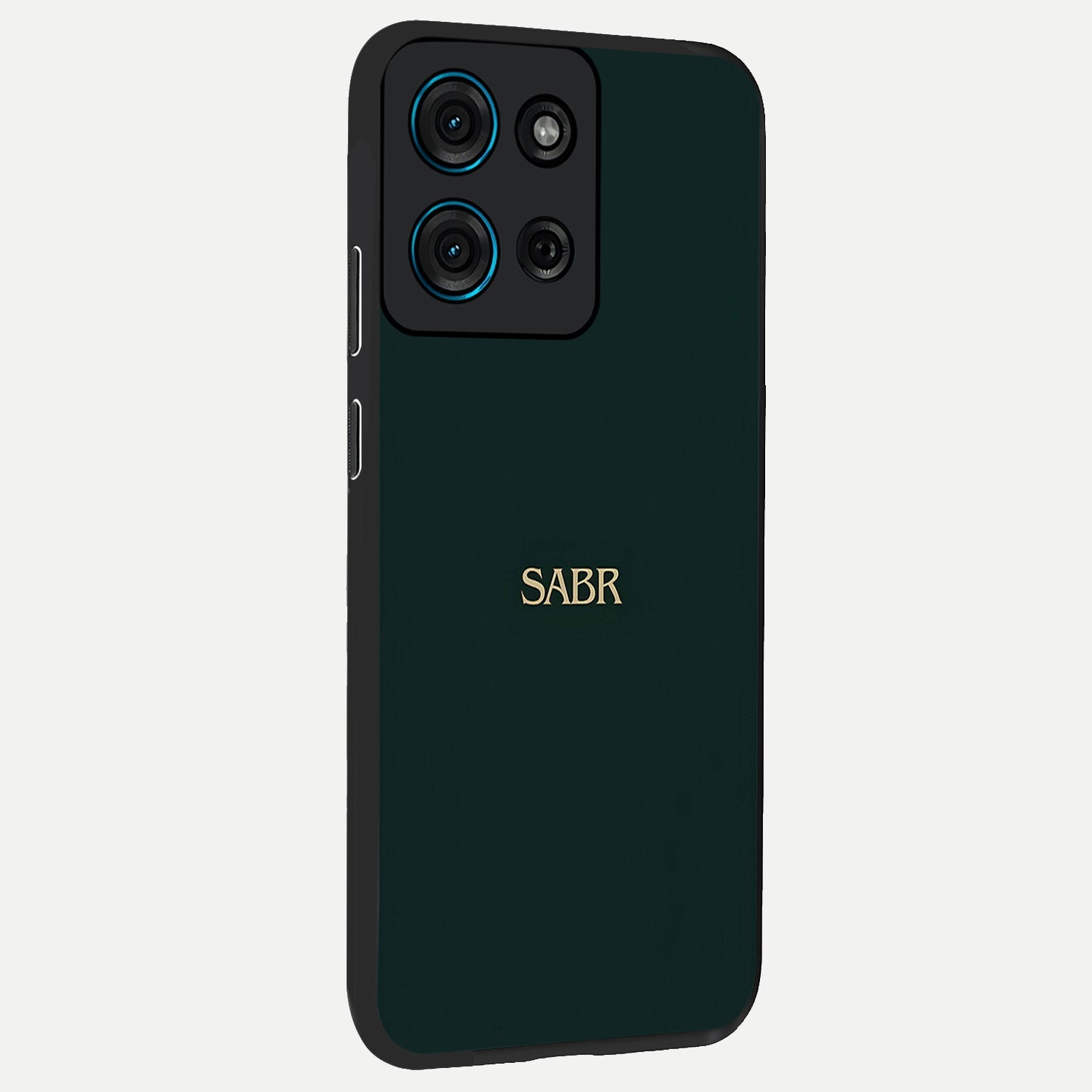 Sabr Minimal Patience Glass Case upright view showcasing calm minimalist artwork with motivational patience theme.
