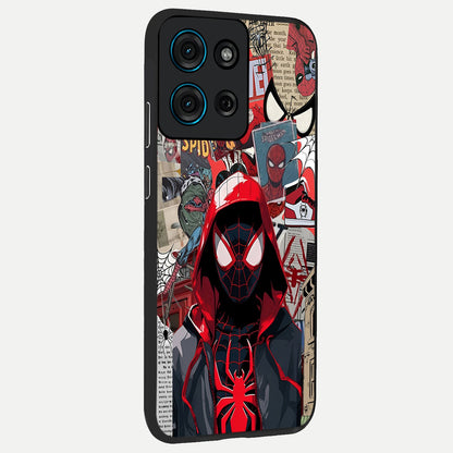Spider Collage Street Glass Case upright view showcasing bold superhero artwork with urban street theme.