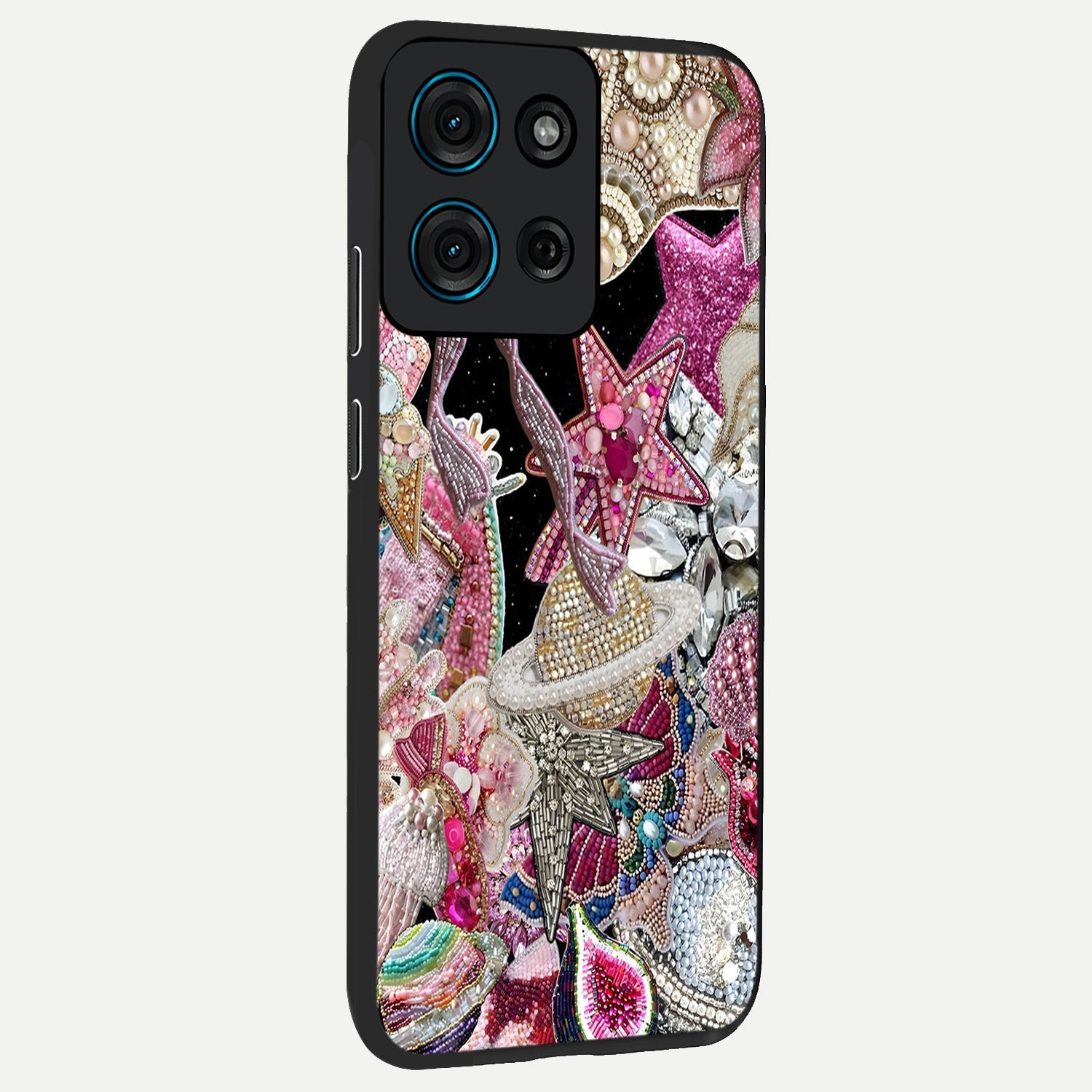 Starlit Jewel Dream Glass Case upright view showcasing radiant star inspired artwork with magical night theme.
