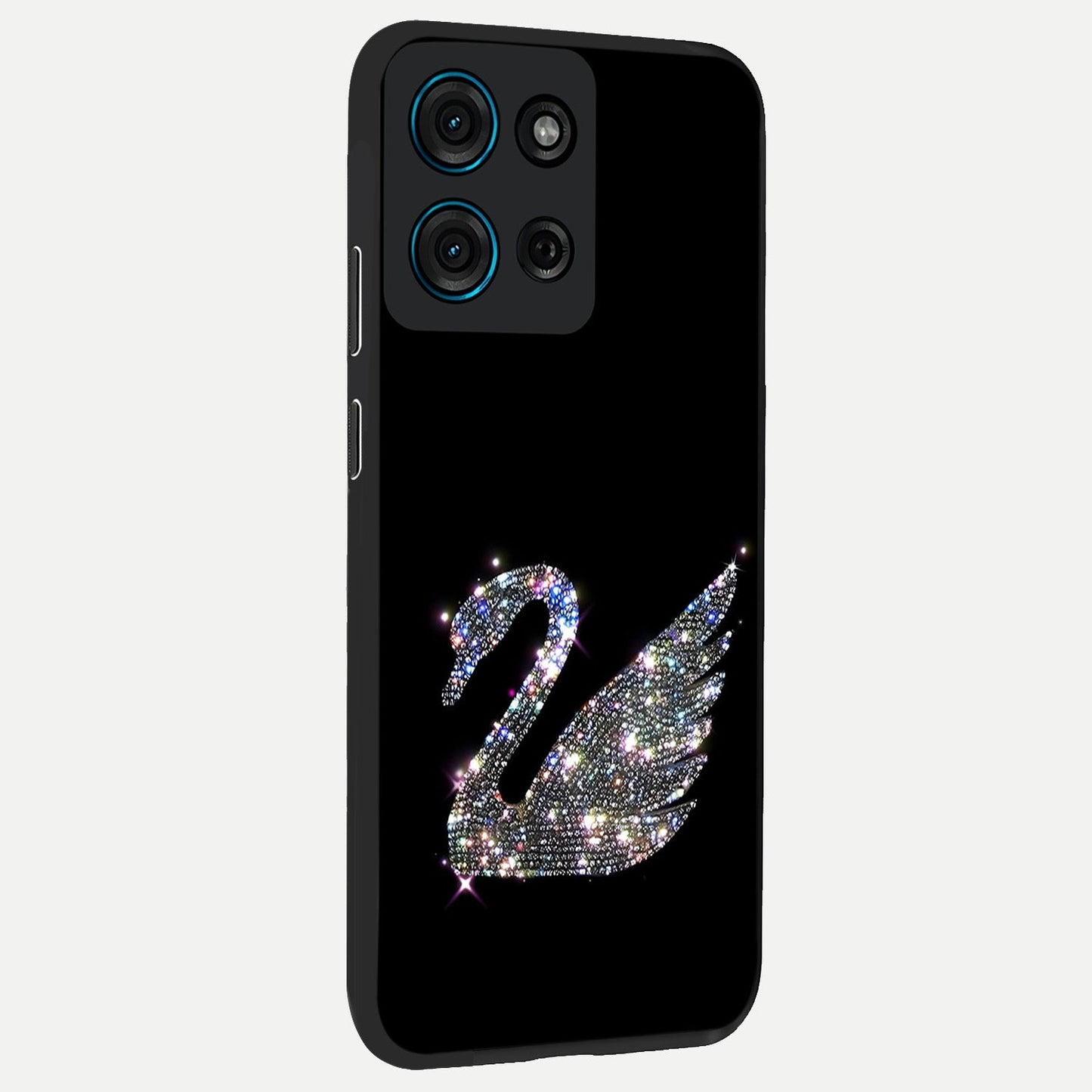 Starlit Swan Grace Glass Case upright view showcasing beautiful swan artwork with peaceful night themed design.