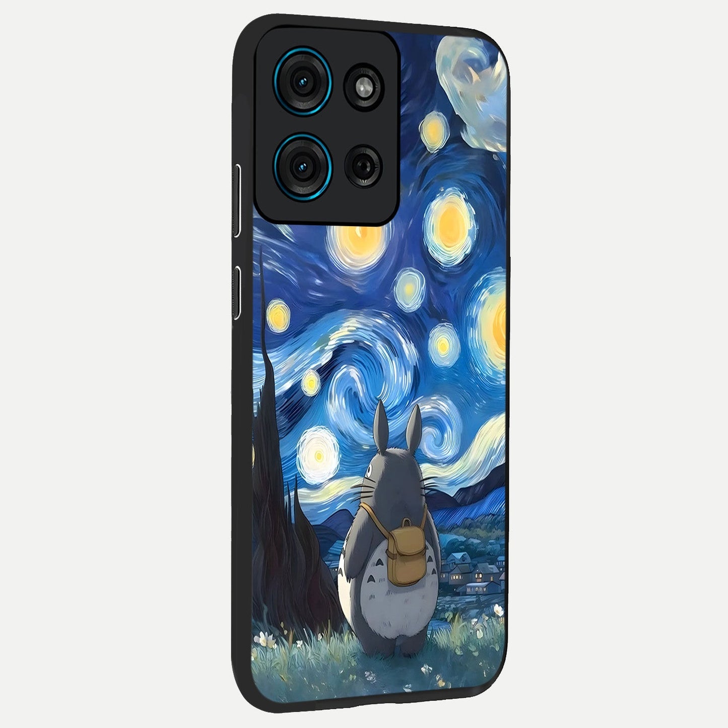 Totoro In Van Gogh Art Glass Case upright view showcasing creative character artwork with painterly artistic theme.