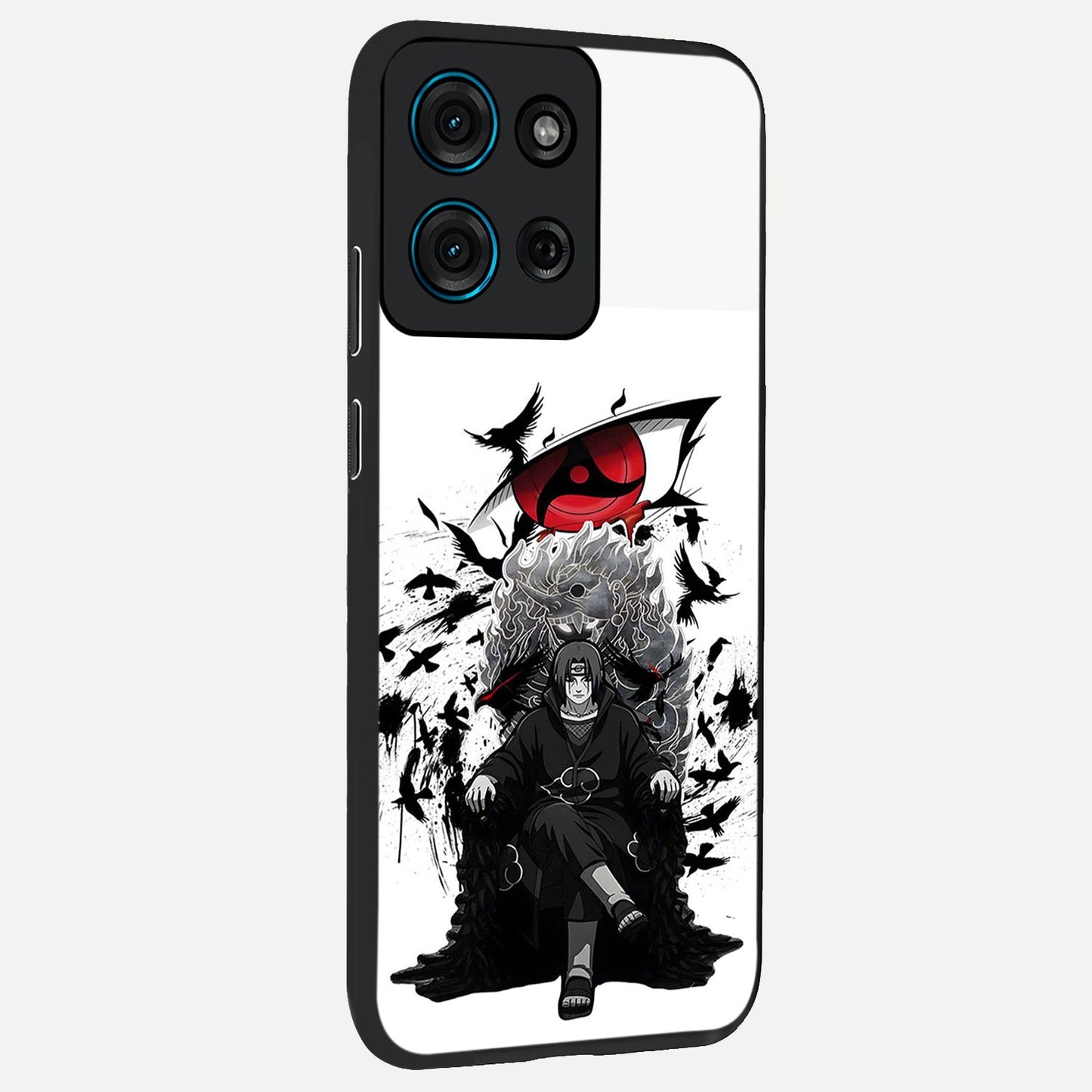 Uchiha Shadow Throne Glass Case upright view showcasing magical underwater galaxy artwork with vibrant cosmic theme.
