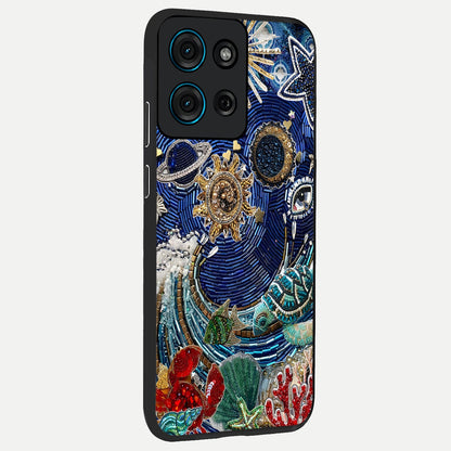 Universe Underwater Spark Glass Case upright view showcasing magical underwater galaxy artwork with vibrant cosmic theme.