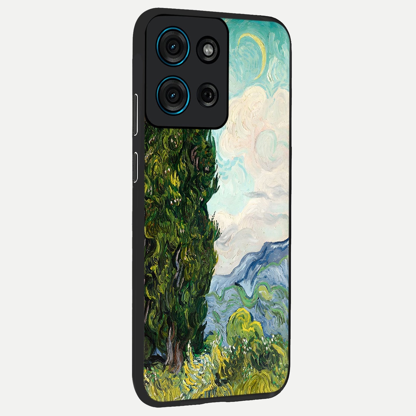Van Gogh Vintage Art Glass Case upright view showcasing elegant vintage painting artwork with artistic heritage theme.