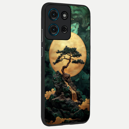 Zen Moon Rise Glass Case upright view showcasing serene moon artwork with tranquil night theme.
