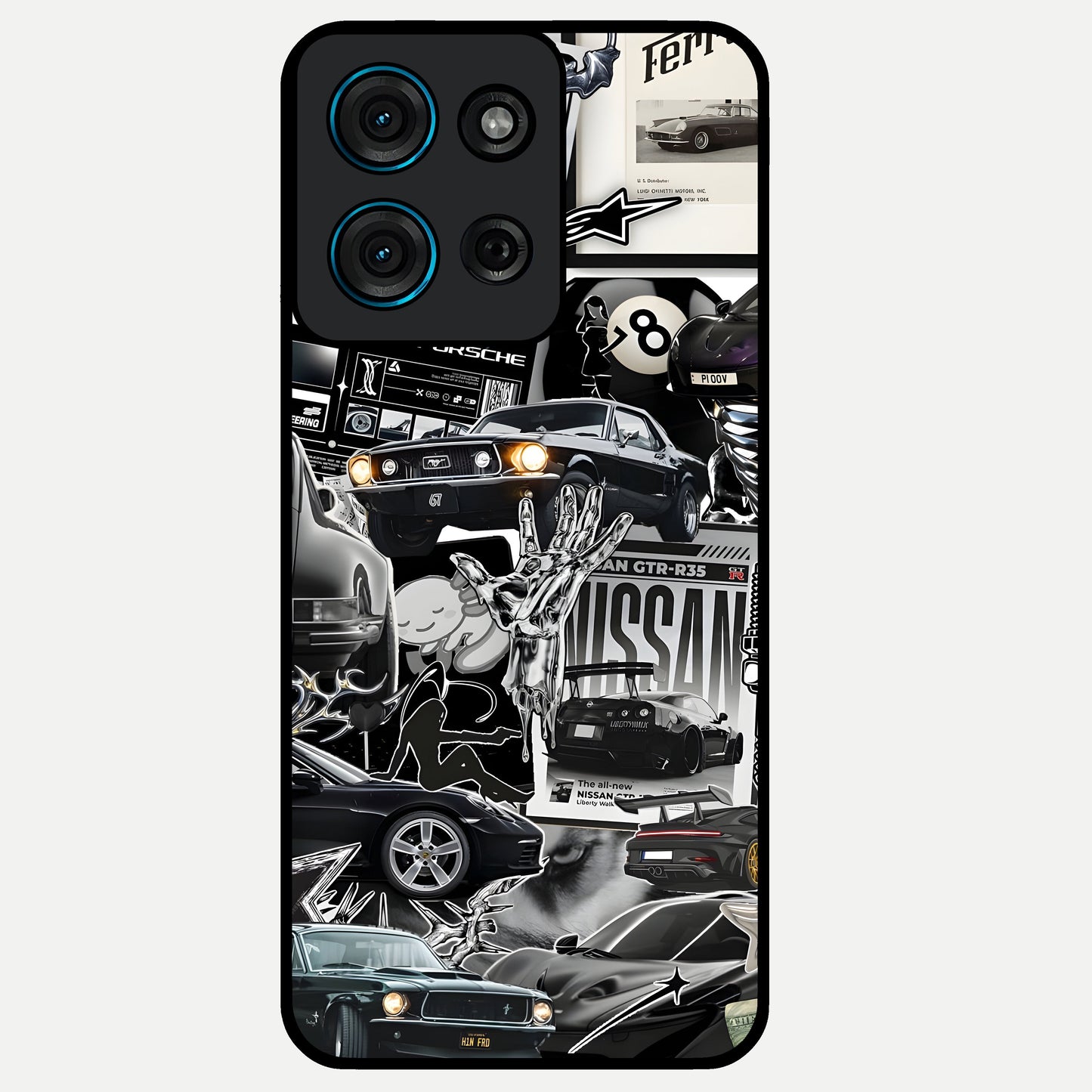 Aesthetic Dark Love Glass Case showing flat back view with dark romantic artwork and glossy glass finish.