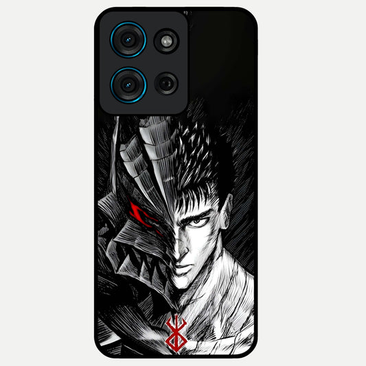 Berserker Blood Oath Glass Case showing flat back view with fierce warrior inspired artwork and glossy glass finish.