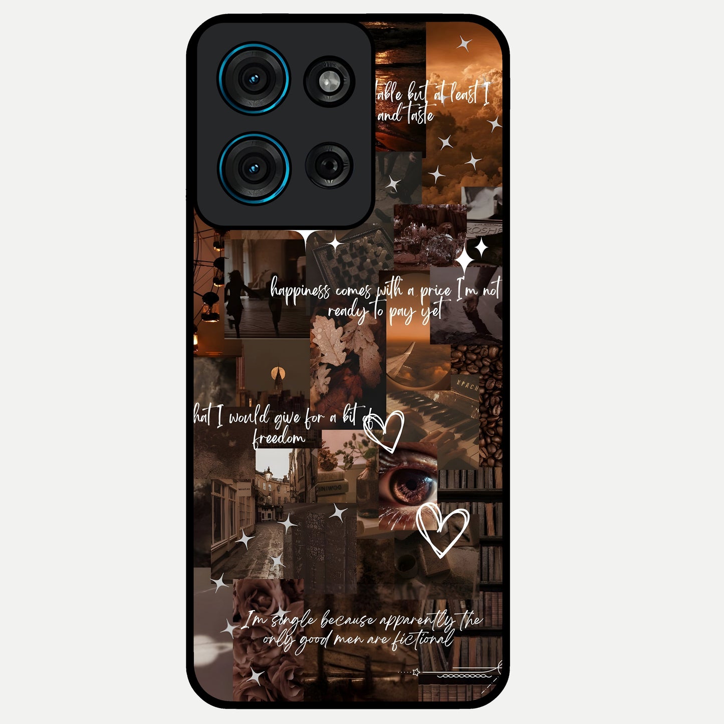 Bittersweet Aesthetic Chaos Glass Case showing flat back view with artistic chaotic aesthetic design and glossy glass finish.