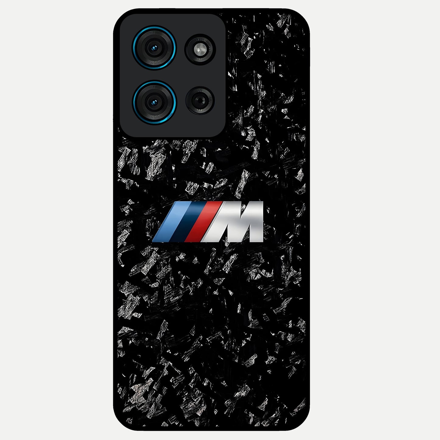 Carbon Speed Mark Glass Case showing flat back view with sporty carbon pattern artwork and glossy glass finish.