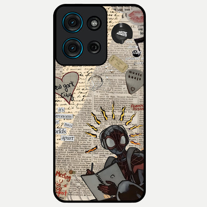 City Dream Sketch Glass Case showing flat back view with artistic city skyline sketch artwork and glossy glass finish.
