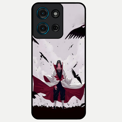 Crimson Crow Ascension Glass Case showing flat back view with mystical crow artwork and glossy glass finish.