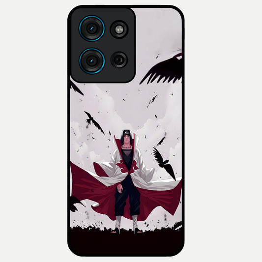 Crimson Crow Ascension Glass Case showing flat back view with mystical crow artwork and glossy glass finish.